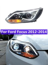 Phare de style de voiture pour Focus phare LED 2012-2014 Ford DRL + lentille bi-xénon clignotant feux de jour