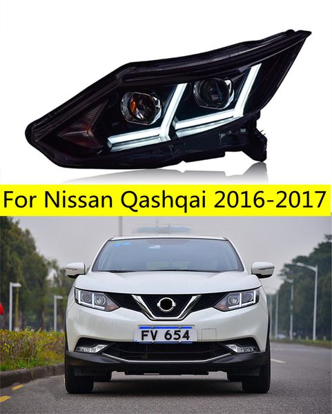 Phare de style de voiture pour Nissan Qashqai 20 16-20 17, clignotants LED, feux de route, œil d'ange, accessoires de lampe avant