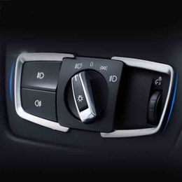 Botones de interruptor de faro de estilo de coche, embellecedor de cubierta con marco decorativo, pegatina para BMW 1, 2, 3, 4 Series X5 X6 3GT F30 F31 F32 F34 F15 F16 197t