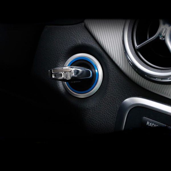 Style de voiture interrupteur d'allumage couvercle garniture clé anneau trou cercle autocollants pour Mercedes Benz C classe E GLA CLA GLC W205 W212 X253
