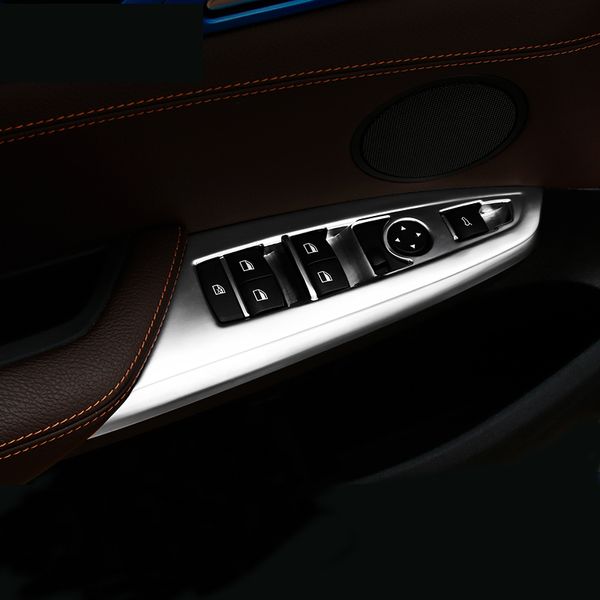Etiqueta engomada del estilo del coche puerta interior ventana elevador de vidrio panel interruptor cubierta de botón embellecedor para BMW X3 X4 F25 F26 accesorios para automóviles 2014-2017 4 Uds