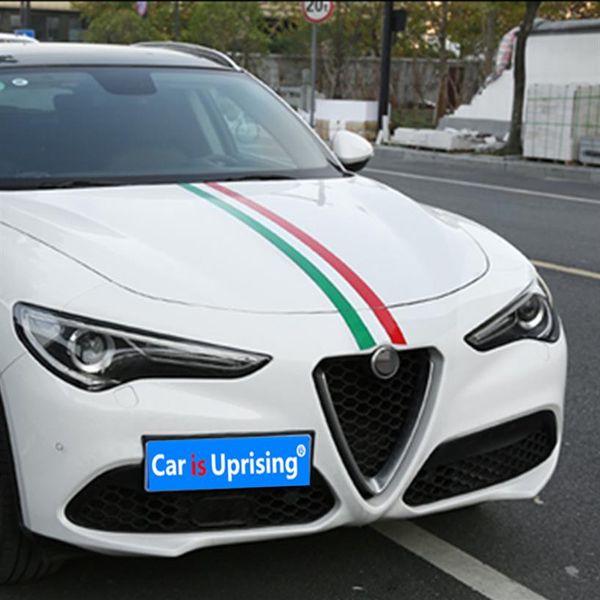 Estilo de coche bandera italiana pegatina de rayas de tres colores pegatina de parachoques decoración de coche pegatina para alfa romeo giulietta Giulia Stelvio3209