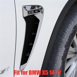 Kit de estilo de coche para BMW Xdrive Emblem X5 F15 X5M F85 2014-2018 Shark Gills Side Fender Vent Mesh Decoración 3D Stickers Grille3548