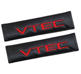 Car Styling pads safety belt case Car Stickers for Honda VTEC Carbon Fiber Seat Belt Cover Shoulder Pads Car Styling 2pcslot7705482