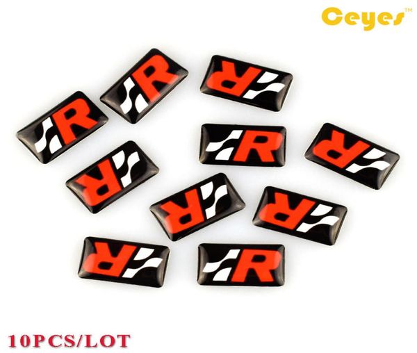 Autocollants en plastique de style de voiture pour Badge Seat R décorations automobiles autocollant de logo de voiture époxy autocollant de colle CarStyling 10PCSLOT1312451