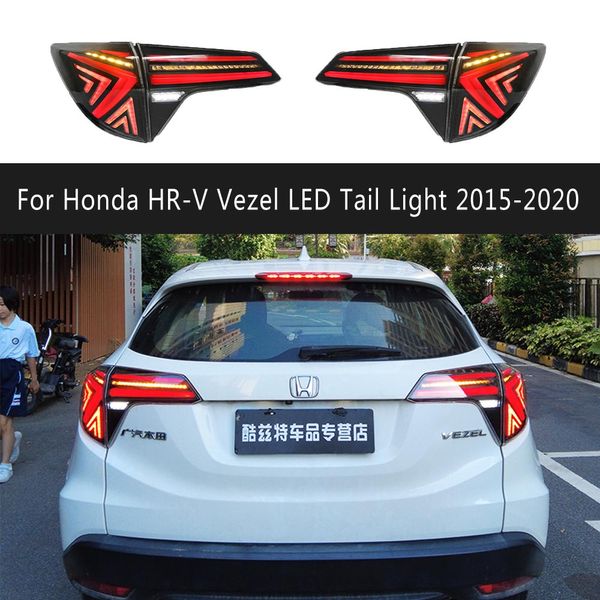 Lámpara trasera de estilo de automóvil Indicador de señal de giro de la transmisión de la transmisión para Honda HR-V Vezel LED Luz trasera 15-20 Ejamblea de luces traseras