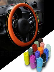 Auto styling siliconen stuurwielhandschoen deksel multi -kleuren huid zacht voor lada mazda honda ford interieur auto -accessoire1839438