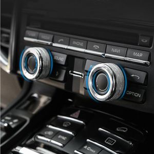 Auto Styling Sticker Chrome Innerlijke Auto Airconditioning Knoppen Audio Decoratieve Cirkel Ringen Cover Trim Voor Porsche Macan Cayenne Pan303r