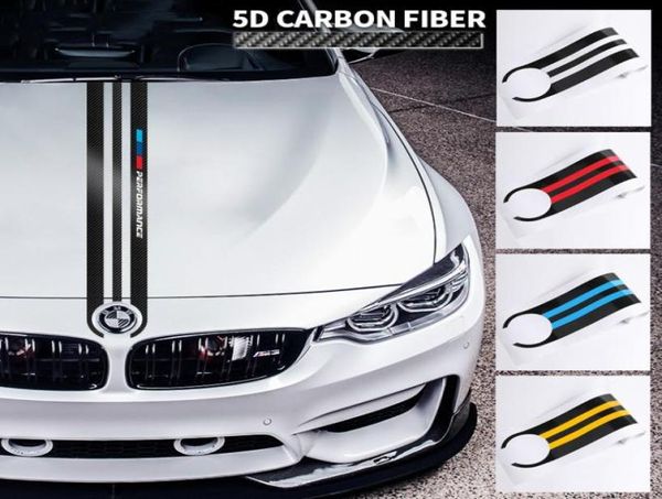 Autocollants de style de voiture en Fiber de carbone, autocollants de capot de voiture, décor de Performance M pour BMW E90 E46 E39 E60 F30 F10 F15 E53 X5 X63242313