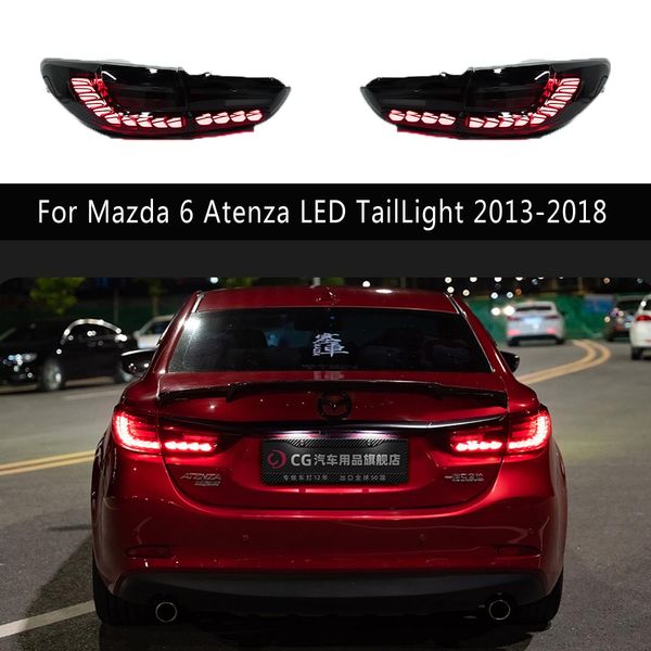 Conjunto de luz trasera de estilo de coche, luces de circulación de estacionamiento inverso de freno para Mazda 6 Atenza, luz trasera LED 13-18, señal de giro tipo serpentina, piezas de automóvil
