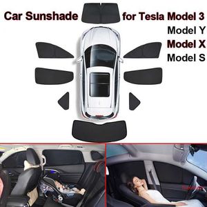 Auto zonschaduw voor Tesla Model 3 Y X S 2021 2022 WINDSHIELD SUNSHADE COVER BESCHRIJVING VOORDEREN VROUW VROUW PRIVACY BLIND SCHADING KINDEREN