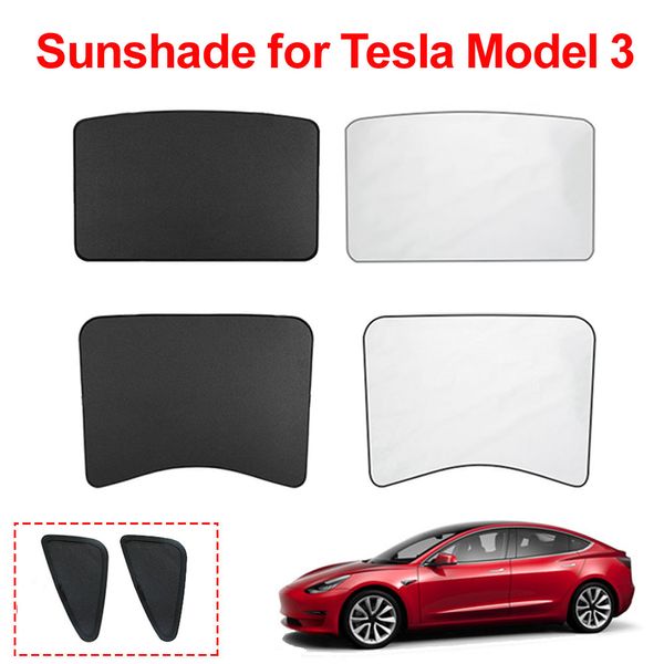 6 unids/set de parasoles de coche, parasol de techo de cristal para Tesla Model 3 2021, techo solar delantero y trasero, parabrisas triangular, tragaluz, red de sombreado ciego