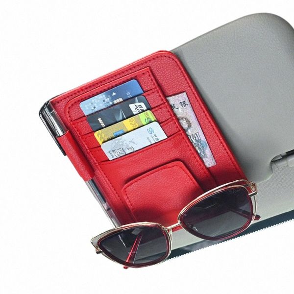 CAR Sun Visor Organizer Multi-Pocket Autom Interior Interior Organizador de bolsillo Documento de automóviles Gafas de sol Gafas de sol soporte para lápiz I62D#