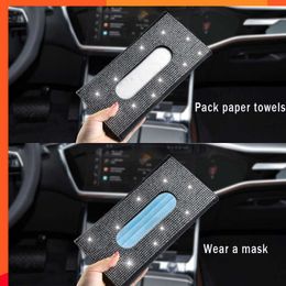 Auto Sun Visor Rhinestone Tissue Box Luxury handdoek Doekje Holder High-End Paper Box Bling Auto Interior Storage Auto Acessories