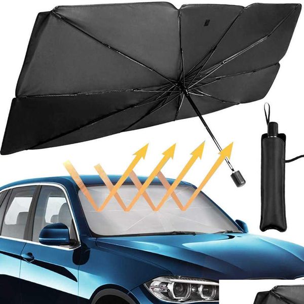 Pare-soleil de voiture 125 cm 145 cm pare-brise pliable pare-soleil parapluie UV ER isolation thermique fenêtre avant Protection intérieure livraison directe Aut Otuzf