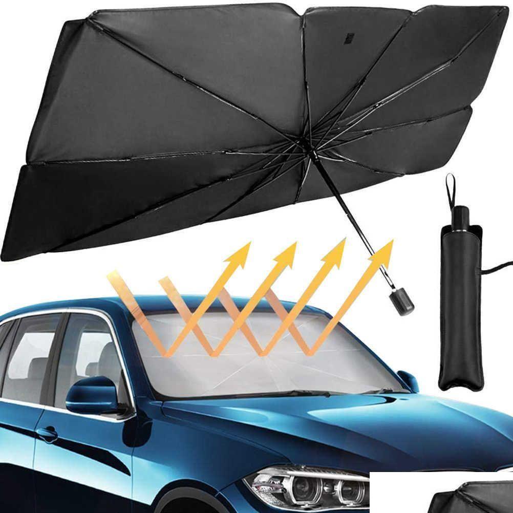 Car Sunshade 125Cm 145Cm Foldable Windshield Sun Shade Umbrella Uv Er Heat Insation Front Window Interior Protection Drop Delivery A Dhj6B