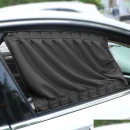 Pare-soleil de voiture 2 pièces/ensemble rideau fenêtre mobile Polyester pare-soleil stores Er avant fenêtres arrière style de voiture livraison directe Automobiles Mo Dhy6P