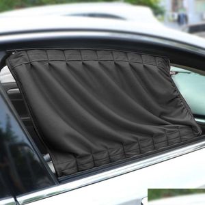 Autozonnescherm 2 stks / set Gordijn Mobiel raam Polyester Zonneklep Jaloezieën Er Voor Achterruiten Auto-Styling Drop Delivery Automobiles Mo Dhy6P