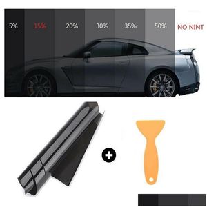 Auto Sunshade 20% VLT Black Pro Home Glass Raam Tint Tint Film Roll Foils Anti UV Solar Protection Sticker Films Scraper Drop de Dhpzl