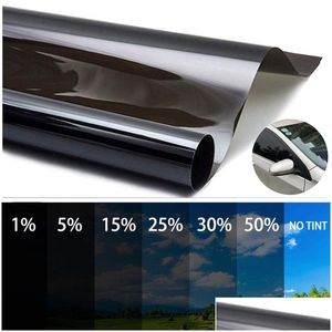 Voiture Pare-Soleil 300X50Cm Noir Fenêtre Teinte Film Verre 5% -50% Rouleau Teintant Pour La Maison Solaire Uv Protecteur Autocollant Drop Delivery Mobiles Mot Dhjc9