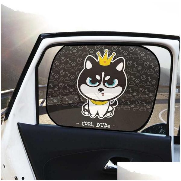 Voiture Sunshade 6/10 / 12 pouces 2pcs dessin animé Nuances de soleil pliables pour le bouclier thermique arrière et latérale Protéger la teinte de la teinte de bébé Automo Otizt