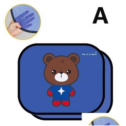 Auto Sunshade 6/10/12inch Sier 2pcs Cartoon opvouwbare zonnedinten Venster voor achter- en zijwarmteschild Beschermde Baby Drop Delivery Automob DHDOT