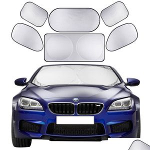 Parasole per auto 6 pezzi/set Schermo parasole per auto Fl Front Side Rear Window Parasole Tendina Parabrezza Parabrezza Visiera Er Block Drop Delivery Dhw4K