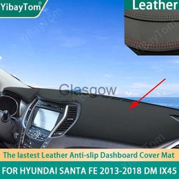 Pare-soleil de voiture anti-rayures en cuir PU tableau de bord Anitslip tapis de couverture anti-UV pour Hyundai Santa Fe 20132018 DM IX45 sans boîte de rangement x0725