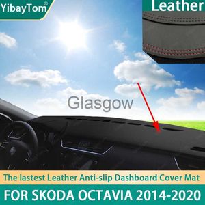 Auto Zonnescherm Beste PU Lederen Dashboard Anitslip AntiUV Cover mat Beschermende Tapijt Voor Skoda Octavia 3 A7 MK3 5E 20142020 accessoires x0725