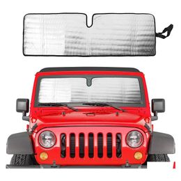 Autozonnescherm Autozonnescherm Voorruit Zonnescherm Voor 1997 Jeep Wrangler Tj Jk Jku Zonneschermen Hitteschild Aluminiumfolie Triple Laminaat St Dhdrq