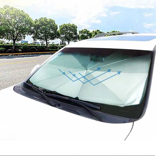 Couverture de pare-soleil de voiture isolation thermique fenêtre avant Protection intérieure 145CM pare-brise pliable pare-soleil parapluie231o