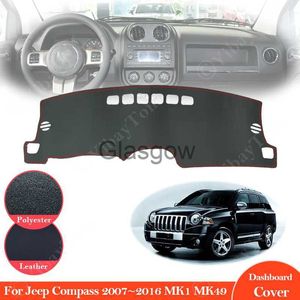 Auto Zonnescherm Voor Jeep Compass 2007 ~ 2016 MK1 MK49 Antislip Lederen Mat Dashboard Cover Pad Zonnescherm Dashmat Auto accessoires 2008 2009 2010 x0725