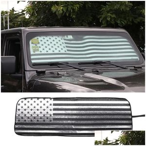 Pare-soleil de voiture pare-brise avant pare-brise drapeau américain tapis solaire pour Jeep Wrangler Jl ajouter des accessoires livraison directe Mobiles motos Inte Dhor2