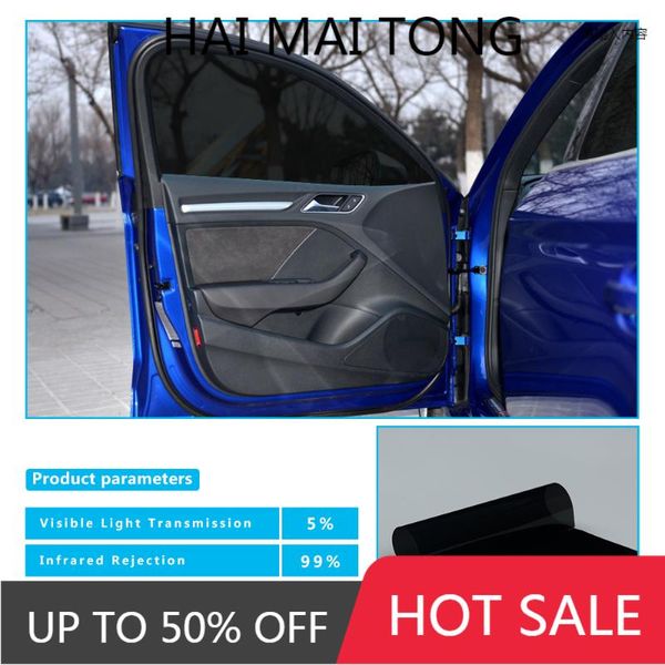 Parasol para coche, película de tinte Solar de nanocerámica VLT 5% UV 99%, ventana autoadhesiva, privacidad, reflejo Solar, reducción de calor