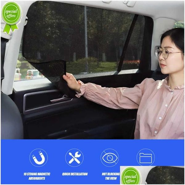 Voiture Sunshade New Magnetic Sun Shade Summer Protection Window Film UV rideau côté Mesh Drop Livraison automobiles Motorcycles Interior Dhopt