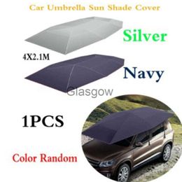 Pare-soleil de voiture en plein air voiture véhicule tente voiture parapluie ombre couverture Oxford tissu polyester couvre voiture protégée sans support bleu 4x21M x0725