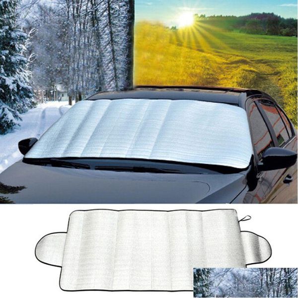 Parasol para coche Toldo para nieve Papel de aluminio delantero y trasero 150x70 cm Cortina parasol Cortina Parabrisas Visor ER Protección UV Gota de hielo Entrega A OTDRF