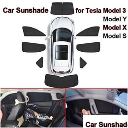 Auto Sunshade Sun Shade voor Tesla Model 3 Y X S 2021 2022 WINDSHIELD ER BEPROTECTIE VROETS RAME PRIVACY Blind Shading Kinderen Drop D DHRWP