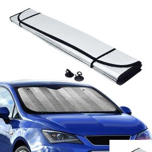 Parasol para coche Suv Sunmmer Hoja de visera Parabrisas Ventana Retráctil Protección UV Frente Cortina de sombra trasera Windsn Entrega de gotas Automo Otemn