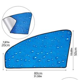 Auto Sunshade Upgrade Nieuw blauw water Drop Patroon Voor- en achterzijde Zon Visor Magnetische UV -bescherming Paraplu -raamschaduw Aflevering A OTBS0