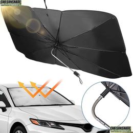 Pare-soleil de voiture amélioré pare-soleil de fenêtre temporaire pare-brise de voiture avant parapluie la plupart des véhicules avec poignée pliable de rotation à 360 ° Dhc4V