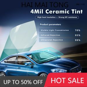 Auto Sunshade VLT70% Lichtblauw raamfolies Ruitenschermstickerfilm 4 miljoen dikte Nano keramische tint Zonne -bescherming 0,5x6m