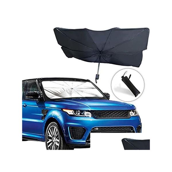 Pare-soleil de voiture pare-brise pliable réflecteur parapluie pare-soleil pour voitures bloque les rayons Uv pare-soleil protecteur livraison directe Mobiles Moto Dhtxa