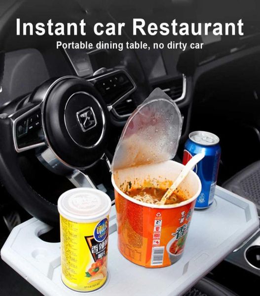 Mesa de coche Volante Carro de trabajo para comer Bandejas de comida para bebidas Bandeja de soporte para productos de café Soporte de escritorio para computadora portátil para automóvil Mesa de asiento 2420162