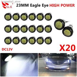 Feux arrière de voiture 20 pièces DRL Eagle Eye 23mm lumière LED 12V feux de jour étanches voiture Auto clignotant arrière feu de jour feux de brouillard Q231017