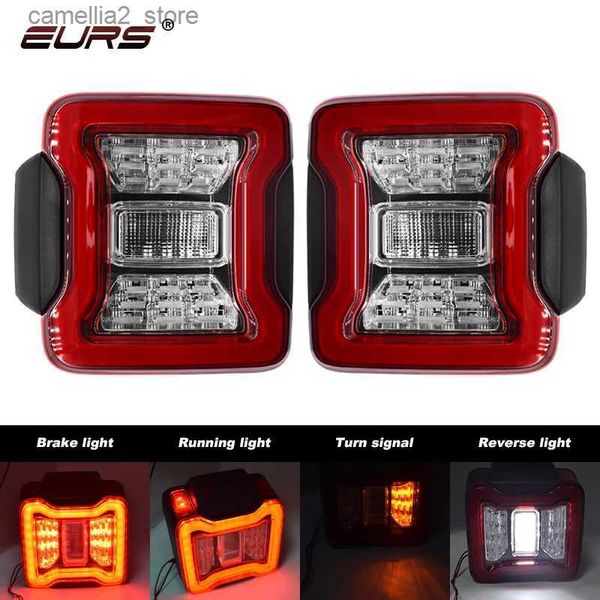 Feux arrière de voiture 2 pièces ensemble de feu arrière LED de voiture pour Jeep Wrangler JK 2007-2017 DRL rouge fumée frein inverse clignotant arrière feu arrière 12V Q231017