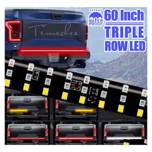 Luces traseras del automóvil Barra de luz de 60 pulgadas Puerta trasera LED Triple fila para camioneta Remolque SUV Rv Freno rojo Blanco Ámbar inverso Señal de giro Estroboscópico DHJ6O