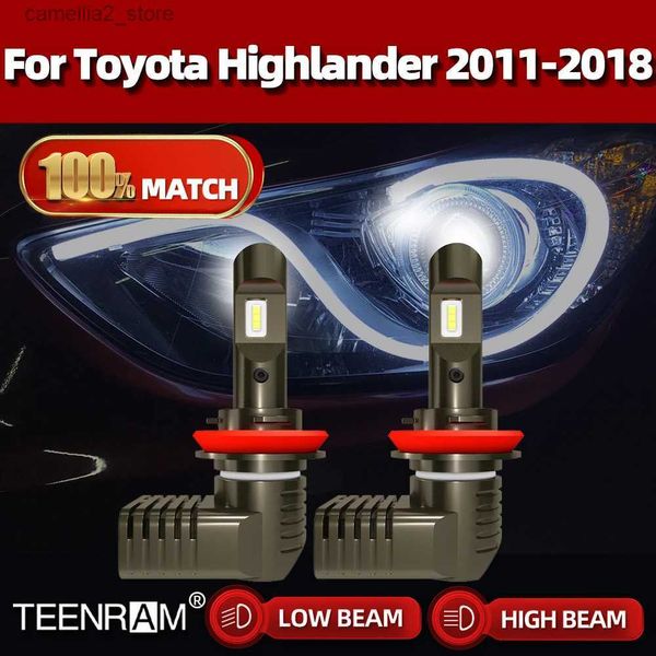 Luces traseras de coche H11 bombillas LED para faros delanteros de coche 120W 20000LM faro automático 12V 6000K luz de coche para Toyota Highlander 2011-2014 2015 2016 2017 2018 Q231017