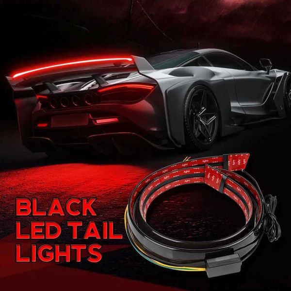 Feux arrière de voiture OKEEN 120cm 130cm universel Led voiture Spoiler en Fiber de carbone feux de coffre barre de course arrière aile arrière frein automatique clignotants lampes 12V Q231017