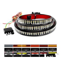 Feux arrière de voiture Barre de hayon de camion 60 Triple rangée 504 Bande LED avec frein rouge Blanc Séquentiel inversé Ambre Clignotants Strobe Dhcpo